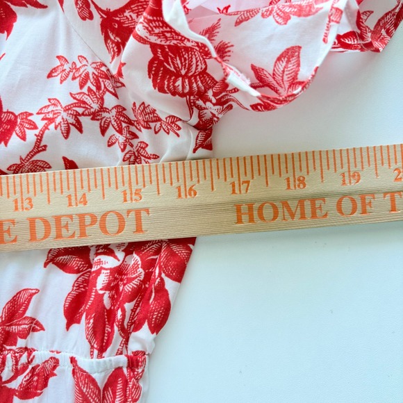 Anthropologie Somerset Red White Floral Toile Cotton Tiered Maxi Dress XS - Picture 8 of 10